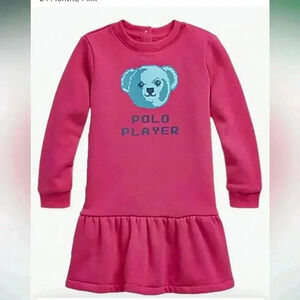 NWT Polo Ralph Lauren Baby Girls Bear Fleece Dress & Bloomer Set
9 Months, Pink